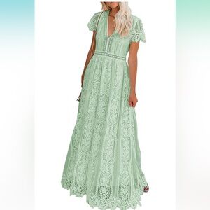 Lace short sleeve maxi dress